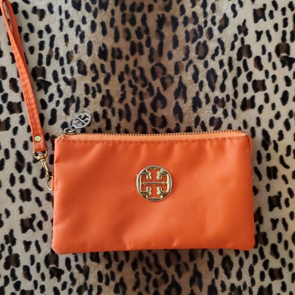 Tory Burch Handbags - TORY BURCH Orange Nylon Wristlet Wallet